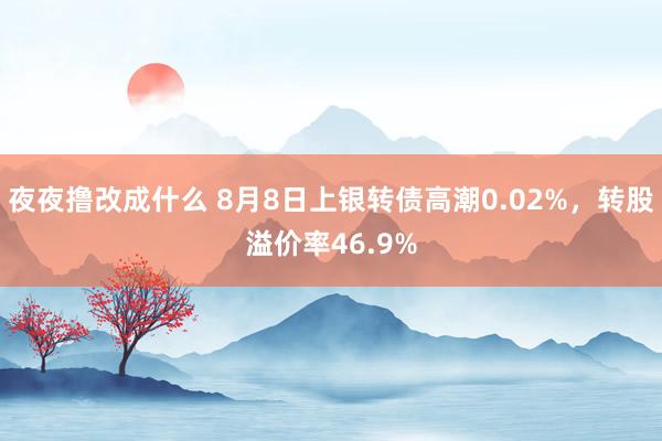 夜夜撸改成什么 8月8日上银转债高潮0.02%，转股溢价率46.9%