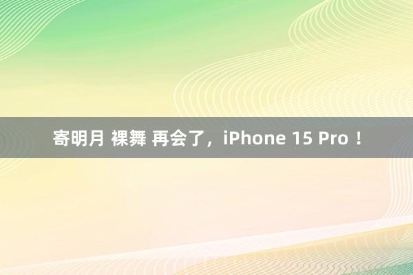 寄明月 裸舞 再会了，iPhone 15 Pro ！