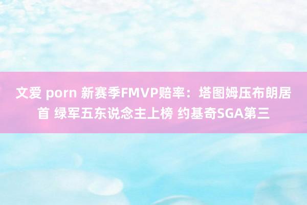 文爱 porn 新赛季FMVP赔率：塔图姆压布朗居首 绿军五东说念主上榜 约基奇SGA第三