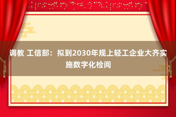 调教 工信部：拟到2030年规上轻工企业大齐实施数字化检阅